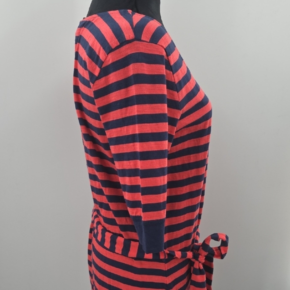 Banana Republic Pink and Blue Striped Midi Dress With Tie Waist - Picture 12 of 16